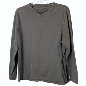 Carbon2Cobalt Gray Long Sleeve V Neck Casual Men's T Shirt 100% Cotton XL